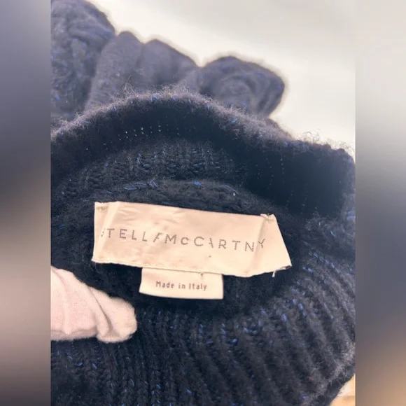 Stella McCartney asymmetric wrap knit sweater tunic blue sparkle black 44 US 8 - Picture 10 of 10